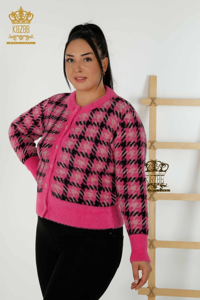 Großhandel Damen Strickjacke - Angora - Fuchsia - 30128 | KAZEE - 1