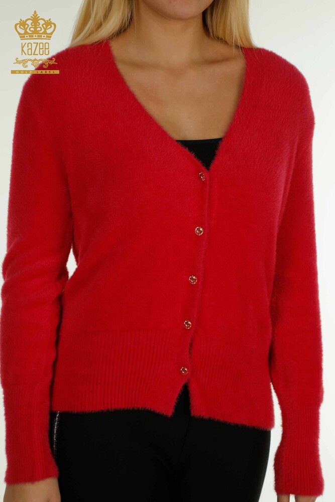 Großhandel Damen Strickjacke - Angora - Fuchsia - 30447 | KAZEE - 2