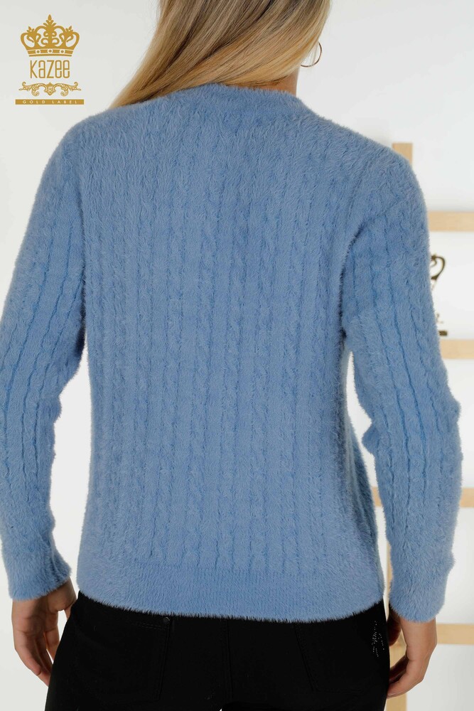 Großhandel Damen Strickjacke - Angora - Gewebt - Blau - 30321 | KAZEE - 5