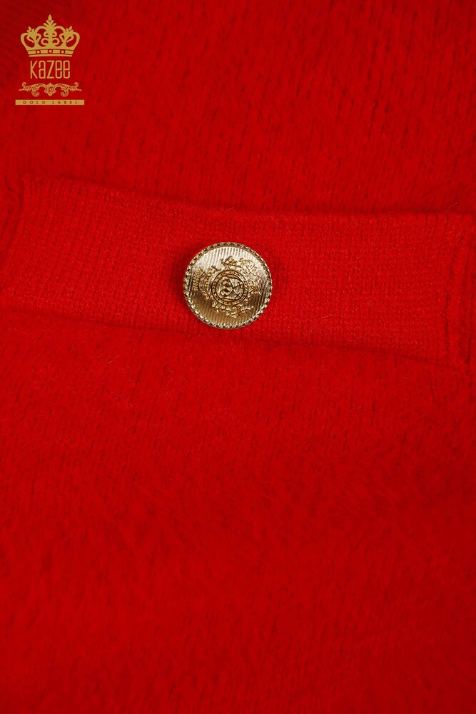 Großhandel Damen Strickjacke - Knopf detail - Rot - 30626 | KAZEE - 7