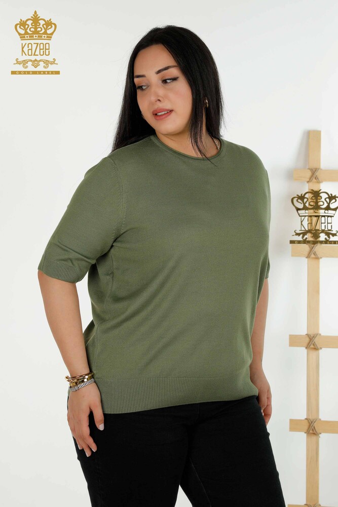 Großhandel Damen Strickpullover - Amerikanisches Modell - Hellkhaki - 30443 | KAZEE - 1