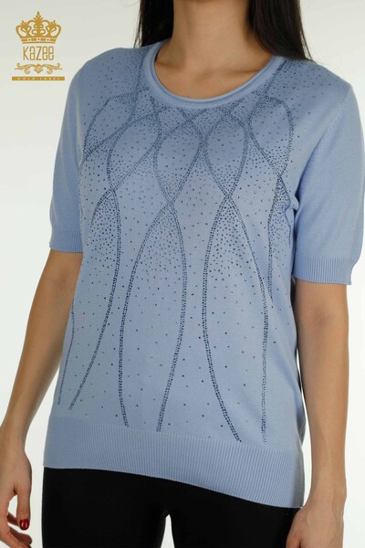 Großhandel Damen-Strickpullover American Model Blau - 30686 | KAZEE - 2