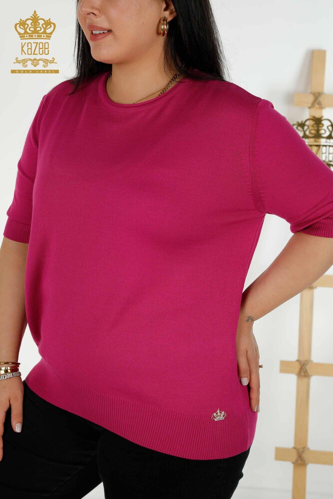 Großhandel Damen Strickpullover - Amerikanisches Modell - dunkles Fuchsia - 30443 | KAZEE - 2