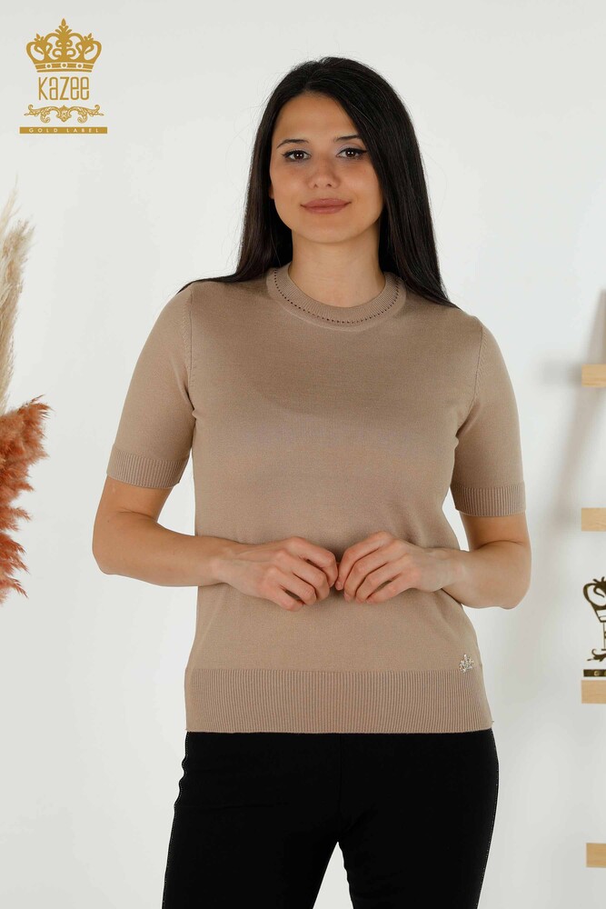 Großhandel Damen-Strickpullover - Amerikanisches Modell - Beige – 30255 | KAZEE - 1