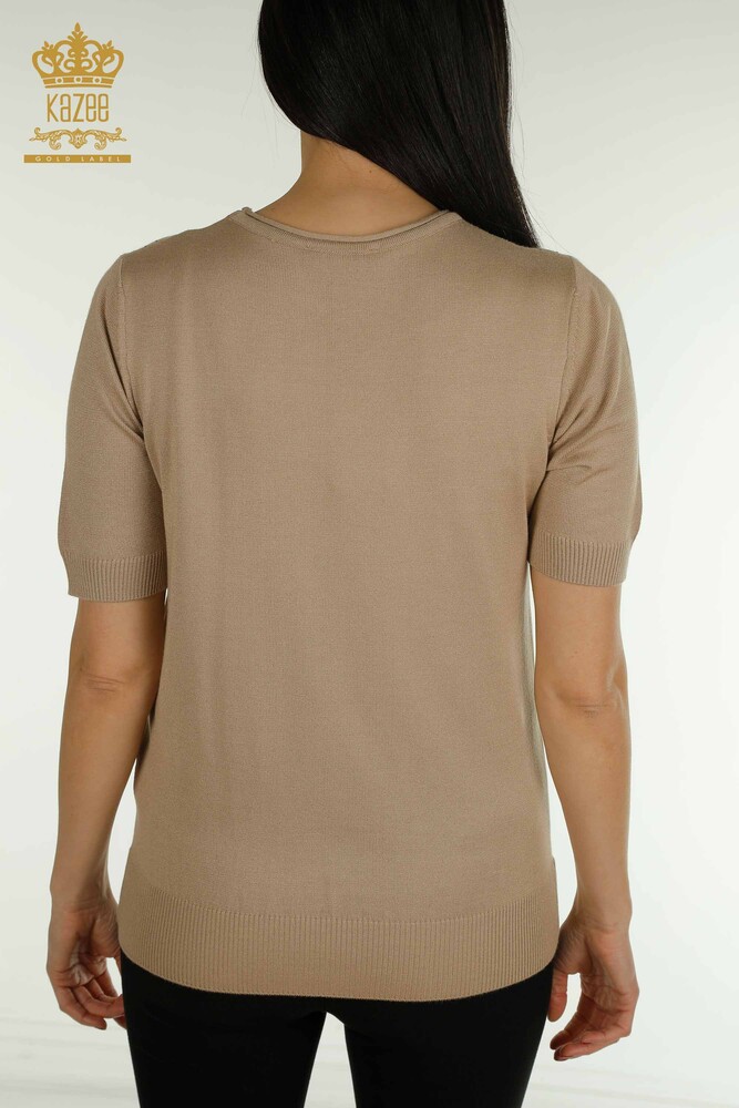 Großhandel Damen-Strickpullover - Amerikanisches Modell - Beige - 30686 | KAZEE - 6