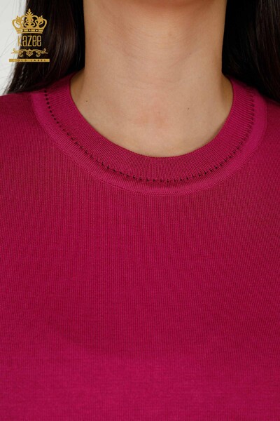 Großhandel für Damen-Strickpullover - Amerikanisches Modell - dunkles Fuchsia – 30255 | KAZEE - 3