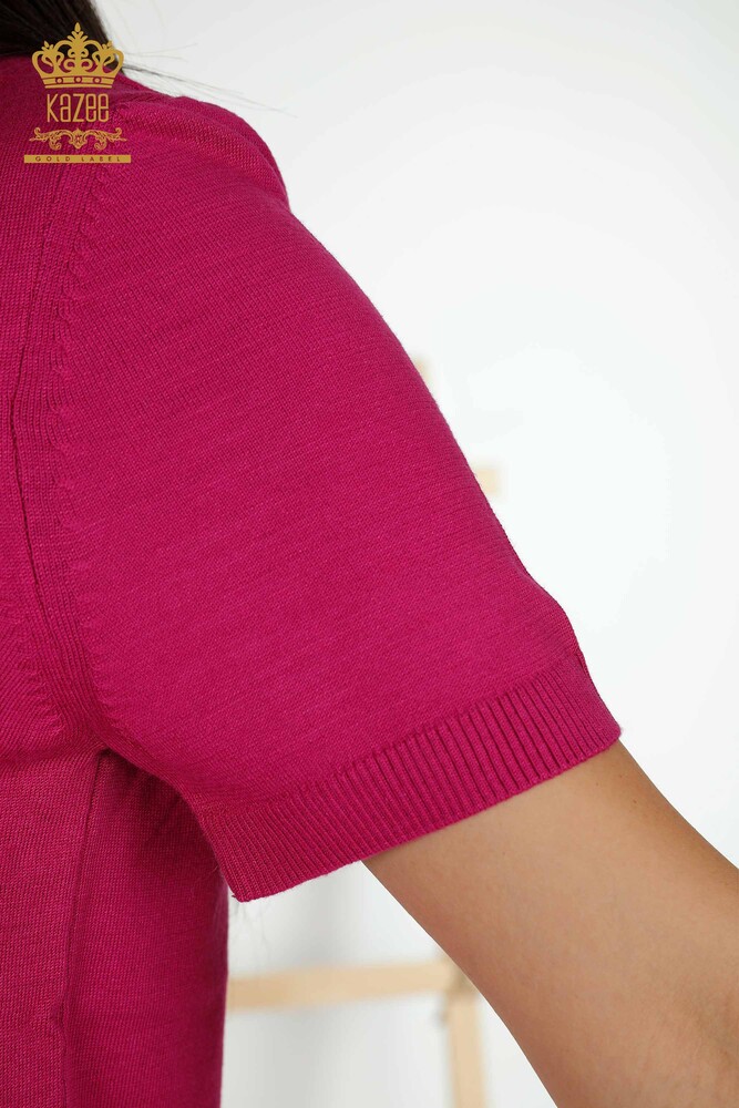 Großhandel für Damen-Strickpullover - Amerikanisches Modell - dunkles Fuchsia – 30255 | KAZEE - 4