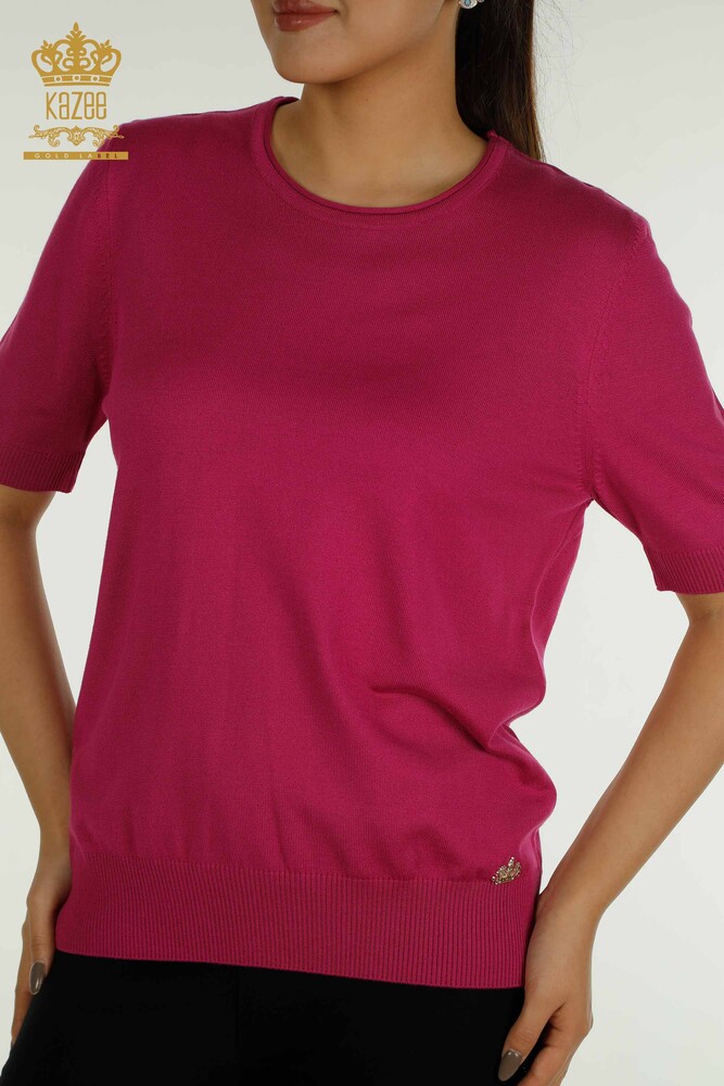 Großhandel Damen-Strickpullover - Amerikanisches Modell - dunkles Fuchsia - 15943 | KAZEE - 2