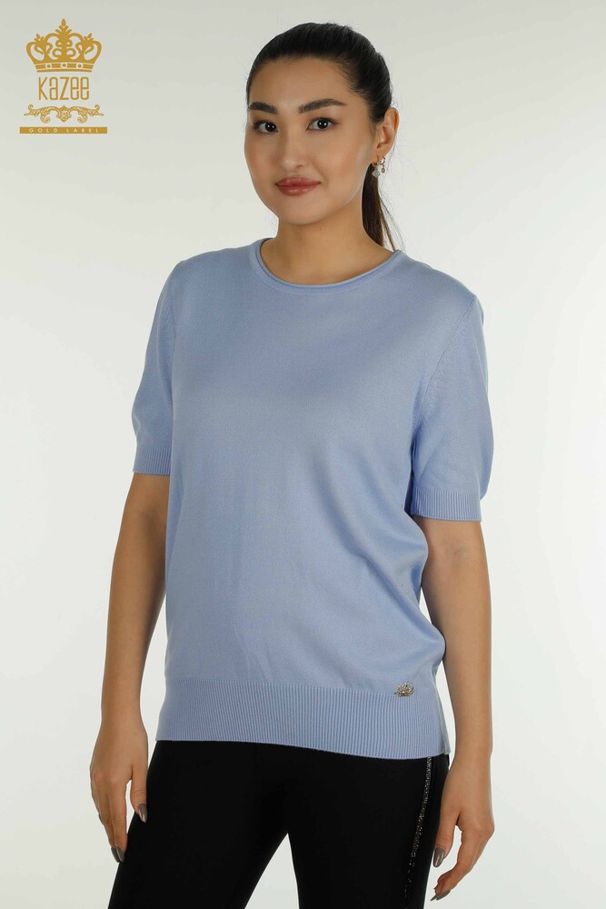 Großhandel Damen-Strickpullover - Amerikanisches Modell - Hellblau - 15943 | KAZEE - 1