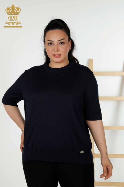 Großhandel für Damen-Strickpullover - Amerikanisches Modell - Marineblau – 30389 | KAZEE 