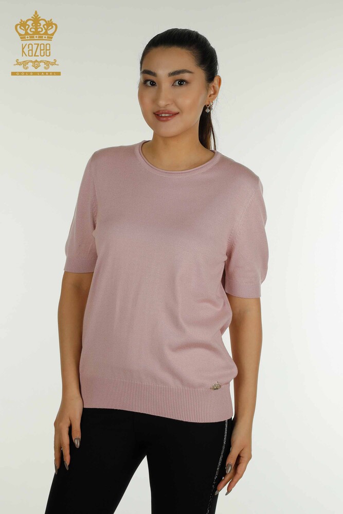 Großhandel Damen-Strickpullover - Amerikanisches Modell - Puder - 15943 | KAZEE - 1