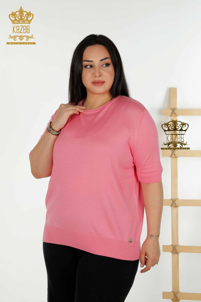 Großhandel Damen-Strickpullover - Amerikanisches Modell - Rosa - 30443 | KAZEE - 1