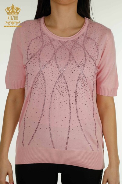 Großhandel Damen-Strickpullover - Amerikanisches Modell - Rosa - 30686 | KAZEE - 2