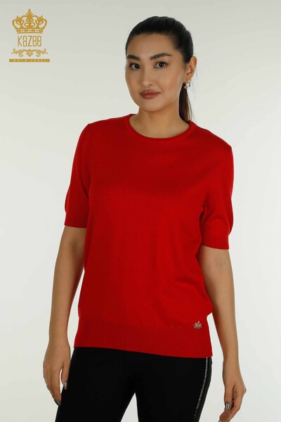 Großhandel Damen-Strickpullover - Amerikanisches Modell - Rot - 15943 | KAZEE 