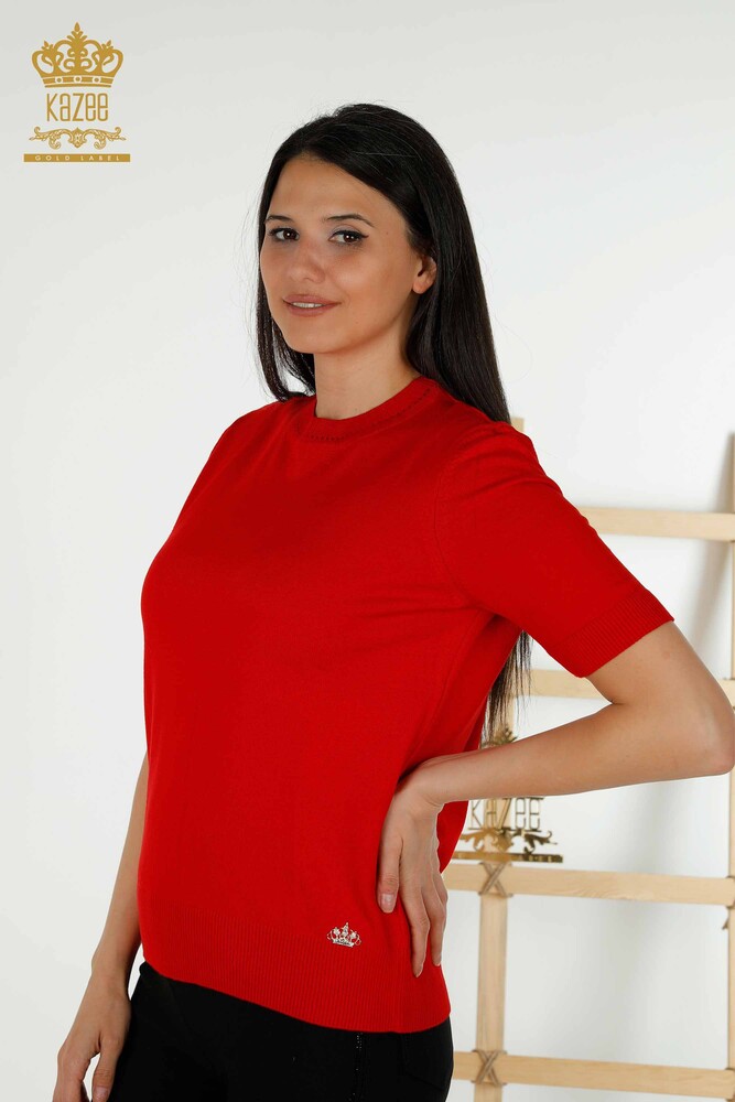 Großhandel Damen-Strickpullover - Amerikanisches Modell - Rot – 30255 | KAZEE - 1