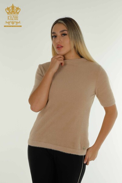 Großhandel Damen-Strickpullover - Angora - Basic - Beige - 30610 | KAZEE 