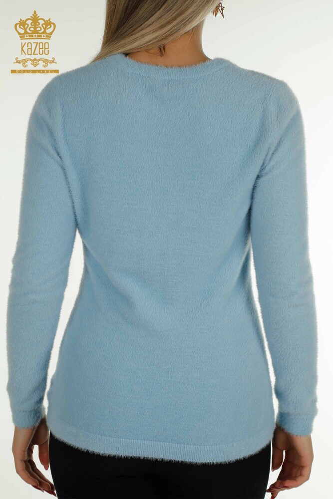 Großhandel Damen-Strickpullover - Angora - Basic - Blau - 30490 | KAZEE - 7