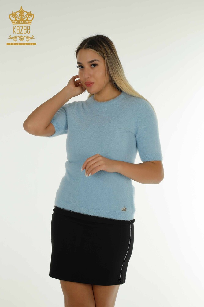 Großhandel Damen-Strickpullover - Angora - Basic - Blau - 30589 | KAZEE - 1