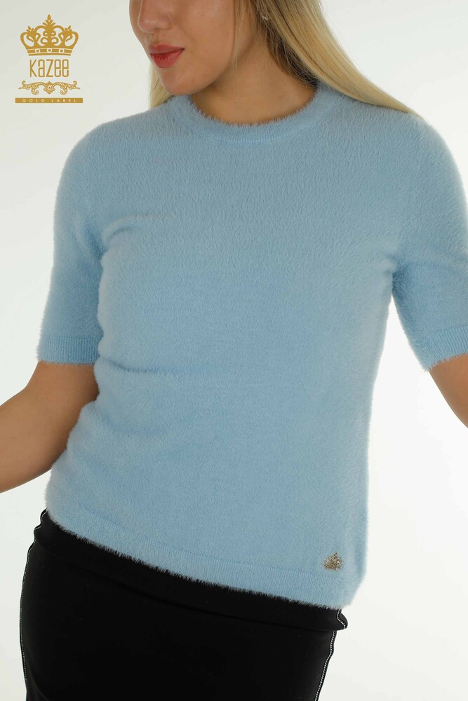 Großhandel Damen-Strickpullover - Angora - Basic - Blau - 30589 | KAZEE - 2