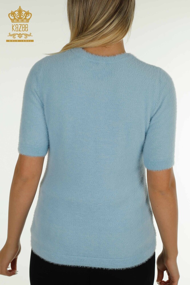 Großhandel Damen-Strickpullover - Angora - Basic - Blau - 30589 | KAZEE - 7