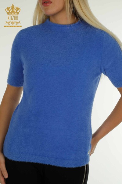 Großhandel Damen-Strickpullover - Angora - Basic - Blau - 30610 | KAZEE - 2