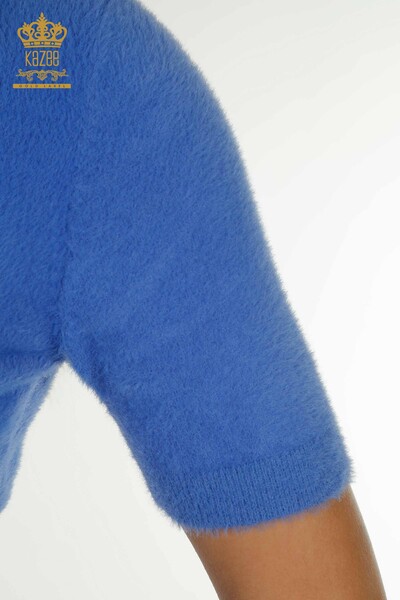 Großhandel Damen-Strickpullover - Angora - Basic - Blau - 30610 | KAZEE - 4