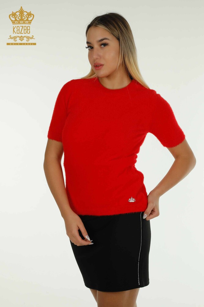 Großhandel Damen-Strickpullover - Angora - Basic - Rot - 30589 | KAZEE - 1