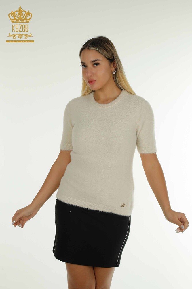 Großhandel Damen-Strickpullover - Angora - Basic - Stein - 30589 | KAZEE - 1