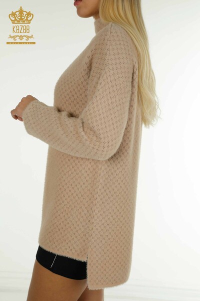 Großhandel Damen-Strickpullover - Angora - Detailliert - Beige - 30446 | KAZEE - 5