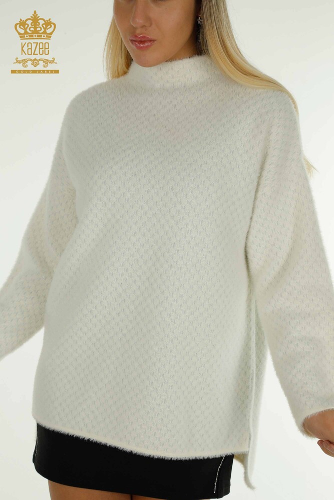 Großhandel Damen-Strickpullover - Angora - Detailliert - Ecru - 30446 | KAZEE - 2