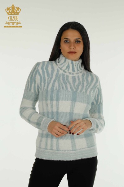 Kazee - Großhandel Damen-Strickpullover - Angora - Gemustert - Mint - 30320 | KAZEE