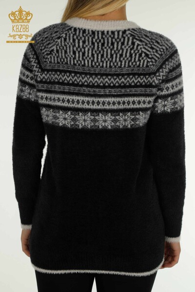 Großhandel Damen-Strickpullover - Angora - Gemustert - Schwarz - 30681 | KAZEE - 7