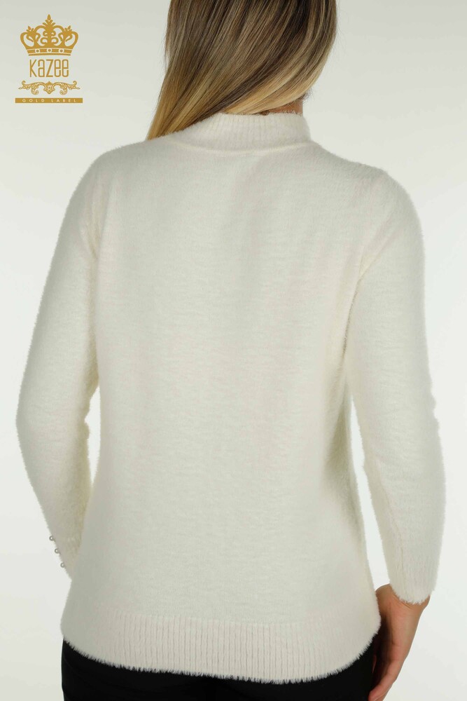 Großhandel Damen-Strickpullover - Angora - Knopf detail - Ecru - 30667 | KAZEE - 5