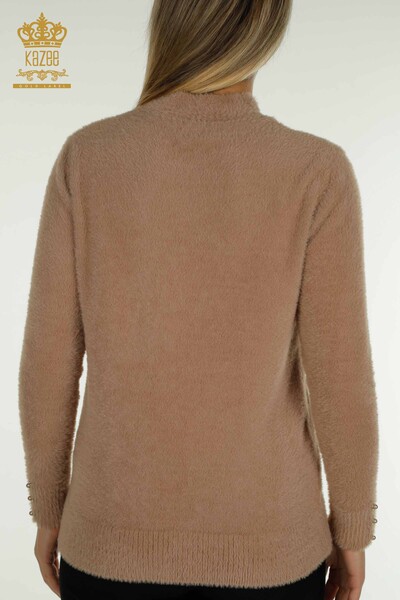 Großhandel Damen-Strickpullover - Angora - Knopf detail - Nerz - 30667 | KAZEE - 5