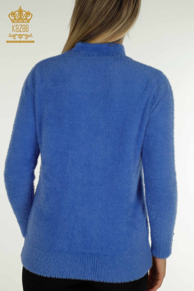 Großhandel Damen-Strickpullover - Angora - Knopf detail - Sax - 30667 | KAZEE - 6