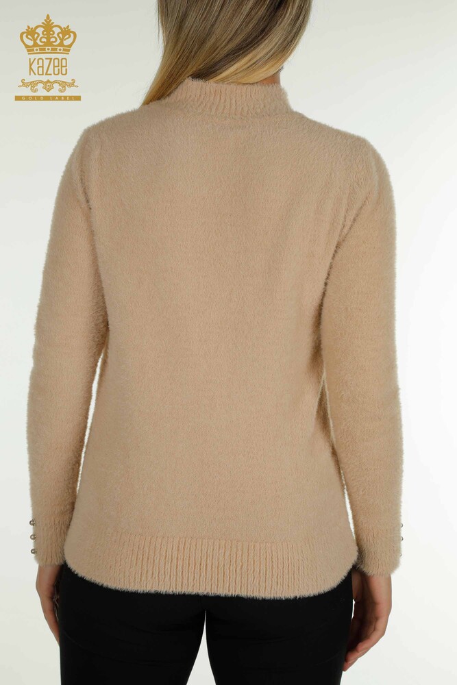 Großhandel Damen-Strickpullover - Angora - Knopf detail - Beige - 30667 | KAZEE - 7