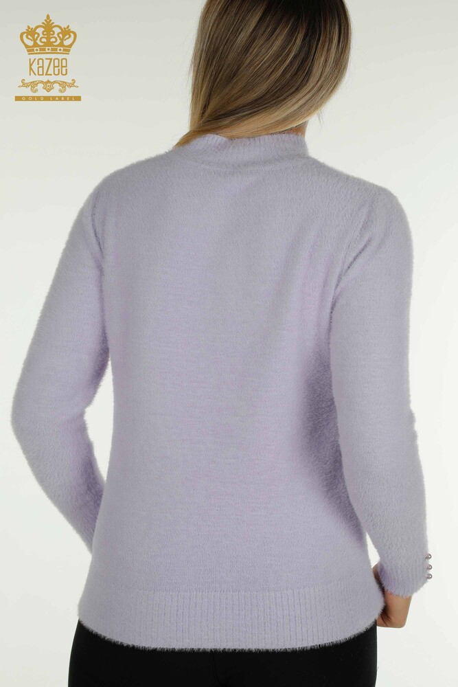 Großhandel Damen-Strickpullover - Angora - Knopfdetail - Flieder - 30667 | KAZEE - 6