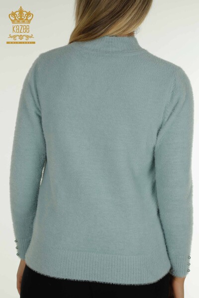 Großhandel Damen-Strickpullover - Angora - Knopfdetail - Mint - 30667 | KAZEE - 6