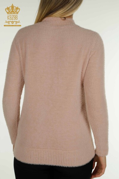 Großhandel Damen-Strickpullover - Angora - Knopfdetail - Rosa - 30667 | KAZEE - 7