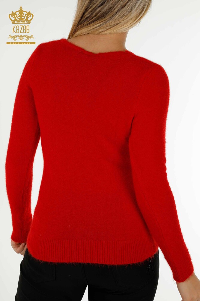 Großhandel Damen-Strickpullover - Angora - Rot - 18474 | KAZEE - 7