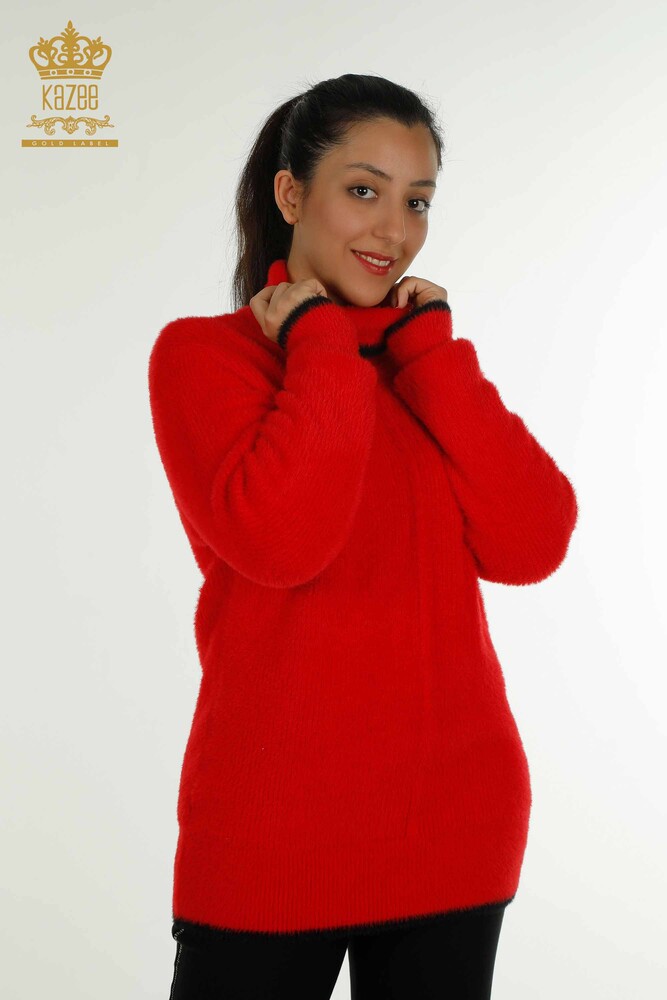 Großhandel Damen-Strickpullover - Angora - Rot - 30646 | KAZEE - 1