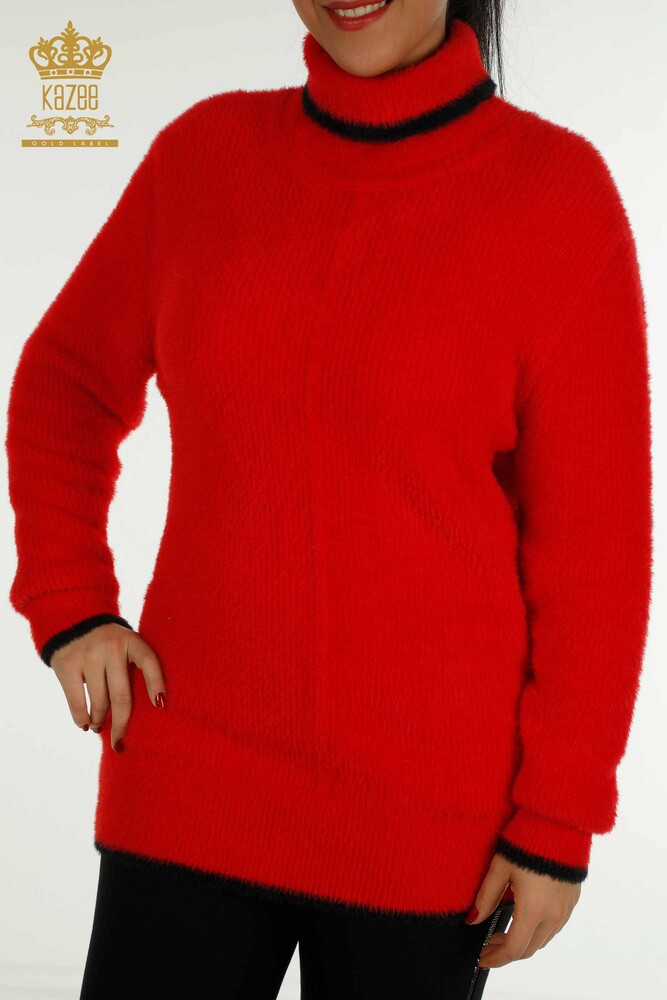 Großhandel Damen-Strickpullover - Angora - Rot - 30646 | KAZEE - 2