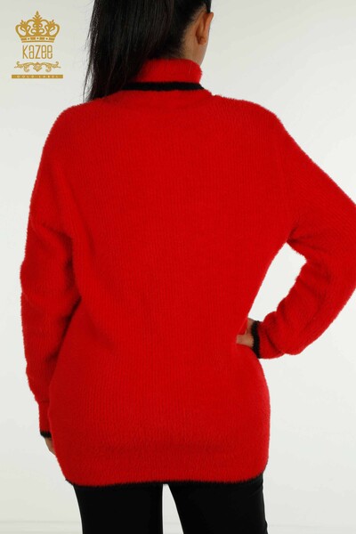 Großhandel Damen-Strickpullover - Angora - Rot - 30646 | KAZEE - 6