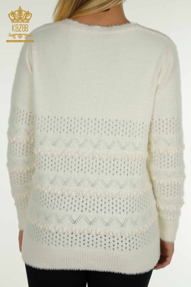 Großhandel Damen-Strickpullover - Angora - V-Ausschnitt - Ecru - 30697 | KAZEE - 7