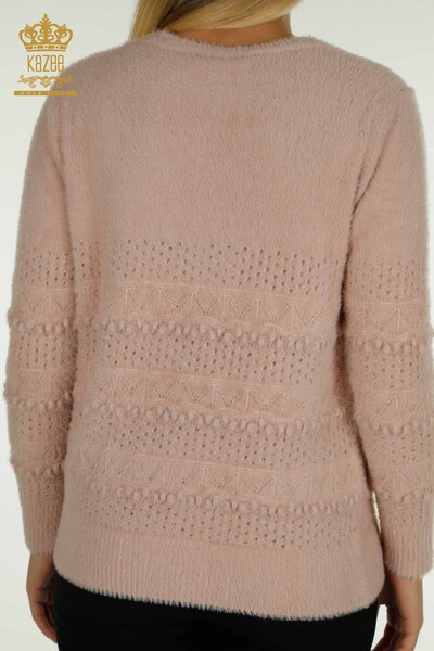 Großhandel Damen-Strickpullover - Angora - V-Ausschnitt - Puder - 30697 | KAZEE - 7