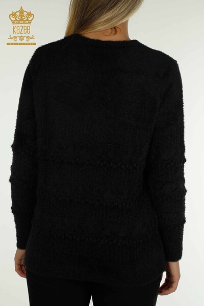 Großhandel Damen-Strickpullover - Angora - V-Ausschnitt - Schwarz - 30697 | KAZEE - 8