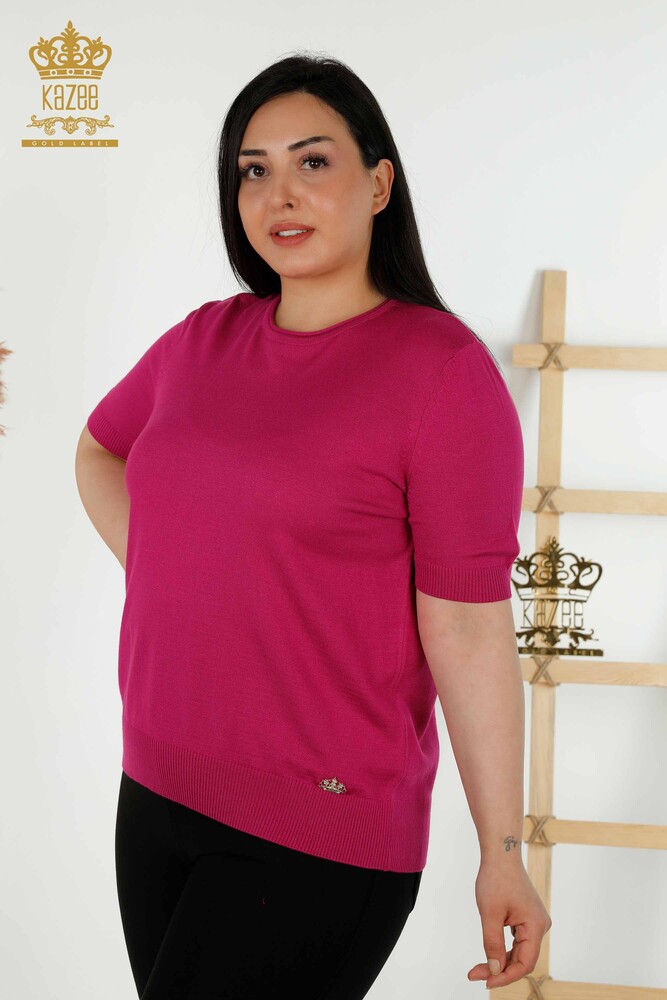 Großhandel für Damen-Strickpullover – Basic – Amerikanisches Modell – Fuchsia – 16271| KAZEE - 1