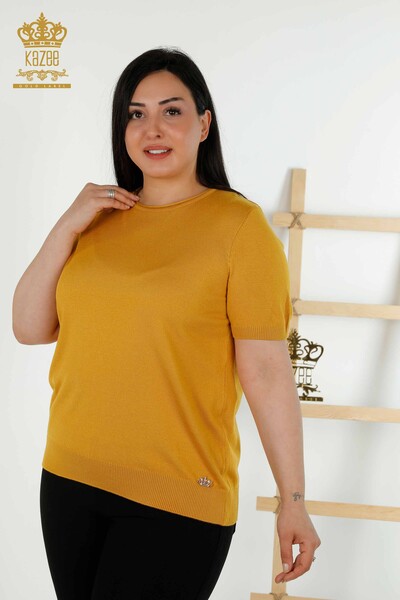 Großhandel für Damen-Strickpullover – Basic Amerikanisches Modell - Safran – 16271 | KAZEE 