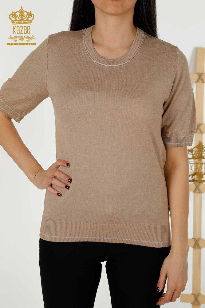 Großhandel Damen-Strickpullover - Basic - Beige - 30110 | KAZEE - 2