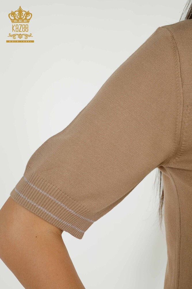 Großhandel Damen-Strickpullover - Basic - Beige - 30110 | KAZEE - 4